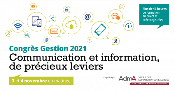 Congr&egrave;s Gestion 2021 - 3 et 4 novembre 2021, en direct en ligne